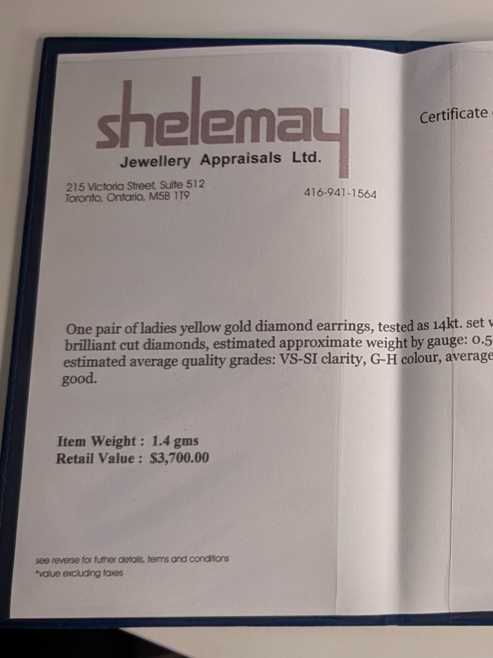 V. 14k Gold 0.5 Carat Diamond Stud Open Gallery Earrings - Picture 9 of 10